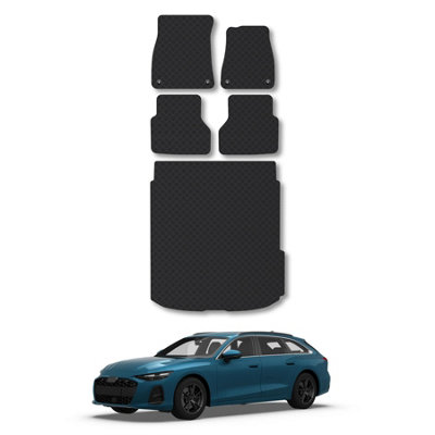Car Mat Co Audi A6 Estate (Not E-Tron) (2025+) Rubber Car Mats Tailored Fit Durable Waterproof Easy-Clean With Clips from B&Q