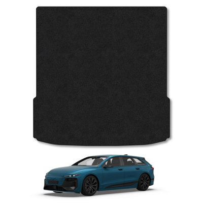 B&Q -  Audi A6 E-Tron Estate (Upper Boot) (2024+) Premium Boot Liner Tailored Accessory Protector Pet Friendly Tufted Carpet Black Trim