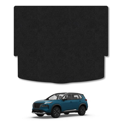 B&Q -  Nissan X-Trail (Upper Floor With Spare Wheel) (2022+) Premium Boot Liner Tailored Protector Pet Friendly Tufted Carpet Black Trim