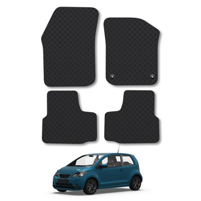 B&Q -  Rubber Car Mats For Seat Mii (2012+ ) Tailored Fit Heavy-Duty Waterproof Durable