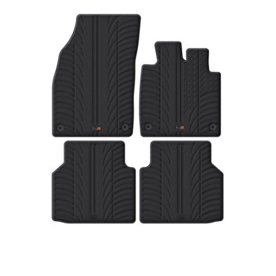 B&Q -  Cupra Tavascan (2024+) Rubber Car Mats Waterproof Raised Edge Tailored Fit Heavy-Duty Accessories With Clips Easy Clean
