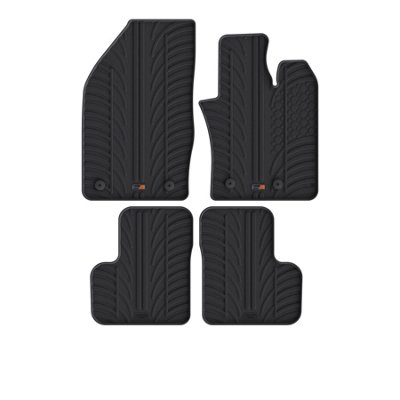 Travall Fiat 500X (2014-2024) Rubber Car Mats Waterproof Raised Edge Tailored Fit Heavy-Duty Accessories With Clips Easy Clean from B&Q