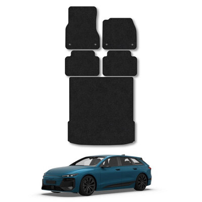 B&Q -  Audi A6 E-Tron Estate (Upper Boot) (2024+) Boot Liner Tailored Accessory Protector Anti-Slip Pet Friendly Carpet Black Trim
