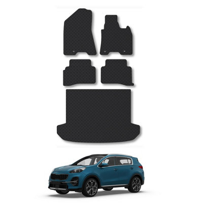 B&Q -  Kia Sportage (Hook Fixing) (Upper Boot) (2016-2021) Rubber Boot Mat Tailored Accessory Protector Liner Waterproof Accessories