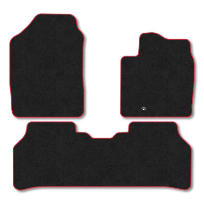 B&Q -  Hyundai Inster (2025+) Premium Car Mats Tufted-Pile Carpet Red Trim Tailored Fit Car Accessories Durable Set