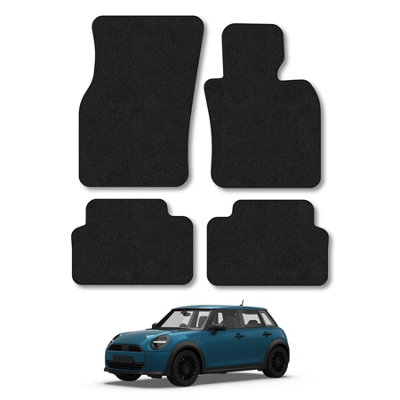 Car Mat Co Mini Cooper (5 Door) (2024+) Premium Car Mats Tufted-Pile Carpet Black Trim Tailored Fit Car Accessories Durable Set from B&Q