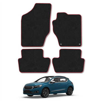 Car Mat Co Ds Automobiles Ds4 (2015-2020) Premium Car Mats Tufted-Pile Carpet Red Trim Tailored Fit Car Accessories Durable Set from B&Q