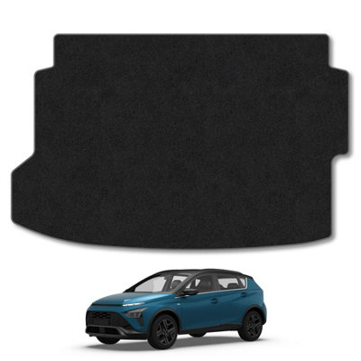 B&Q -  Hyundai Bayon (Upper Boot) (2021+) Premium Boot Liner Tailored Accessory Protector Pet Friendly Tufted Carpet Grey Trim