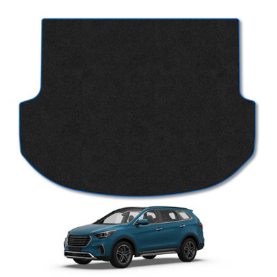 Car Mat Co Hyundai Santa Fe (Swb) (2012-2018) Boot Liner Tailored Accessory Protector Anti-Slip Durable Pet Friendly Carpet Blue Trim from B&Q