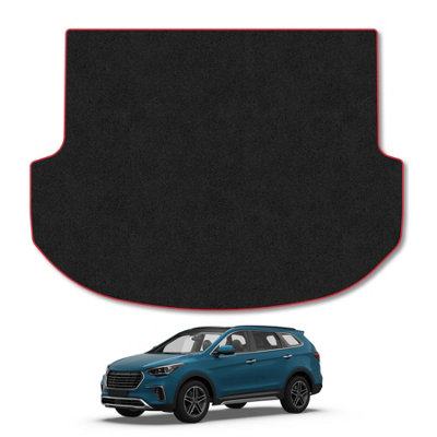 Car Mat Co Hyundai Santa Fe (Swb) (2012-2018) Premium Boot Liner Tailored Accessory Protector Pet Friendly Tufted Carpet Red Trim from B&Q