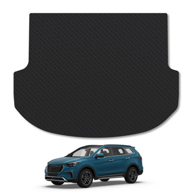 Car Mat Co Hyundai Santa Fe (Swb) (2012-2018) Heavy-Duty Rubber Boot Mat Tailored Accessory Protector Durable 5mm Thick Waterproof from B&Q