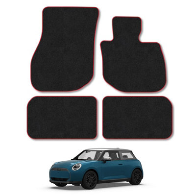Car Mat Co Mini Countryman Electric (U25E) (2024+) Car Mats Accessories Tailored Carpet Floor Mats Non Slip Red Trim Accessory Compatible from B&Q