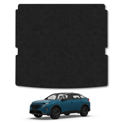 B&Q -  (Lower Floor) Peugeot E3008 (2024+) Premium Boot Liner Tailored Accessory Protector Pet Friendly Tufted Carpet Black Trim