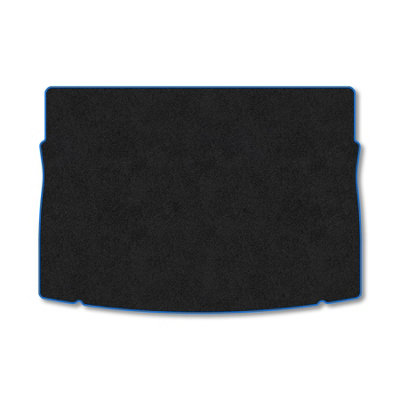 B&Q -  Vw Golf Mk7 Hatchback (2012-2020) Premium Boot Liner Tailored Accessory Protector Pet Friendly Tufted Carpet Blue Trim