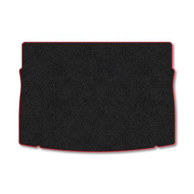 B&Q -  Vw Golf Mk7 Hatchback (2012-2020) Premium Boot Liner Tailored Accessory Protector Pet Friendly Tufted Carpet Red Trim