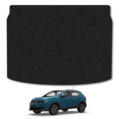 B&Q -  Nissan Qashqai (2013-2021) (Upper Boot) Premium Boot Liner Tailored Accessory Protector Pet Friendly Tufted Carpet Black Trim