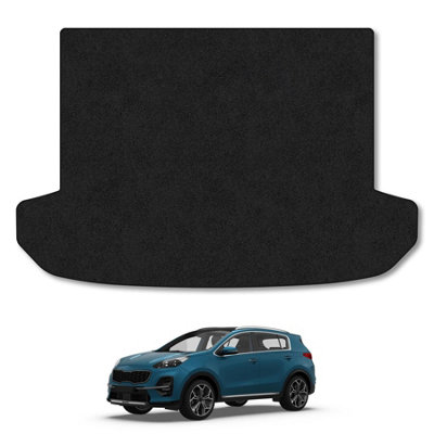 B&Q -  Kia Sportage (2016-2021) (Upper Boot) Premium Boot Liner Tailored Accessory Protector Pet Friendly Tufted Carpet Black Trim