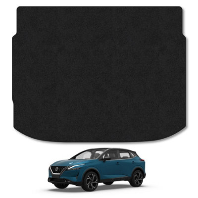 B&Q -  Nissan Qashqai (2021+) (Upper Boot) Premium Boot Liner Tailored Accessory Protector Pet Friendly Tufted Carpet Black Trim