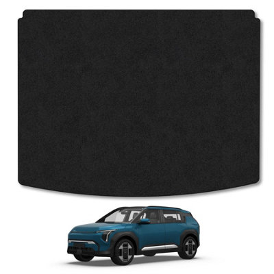 B&Q -  Kia Ev3 (2024+) (Lower Boot) Premium Boot Liner Tailored Accessory Protector Pet Friendly Tufted Carpet Black Trim