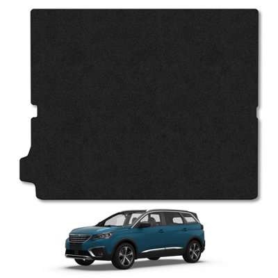 B&Q -  Peugeot 5008 (2017-2024) Premium Boot Liner Tailored Accessory Protector Pet Friendly Tufted Carpet Black Trim