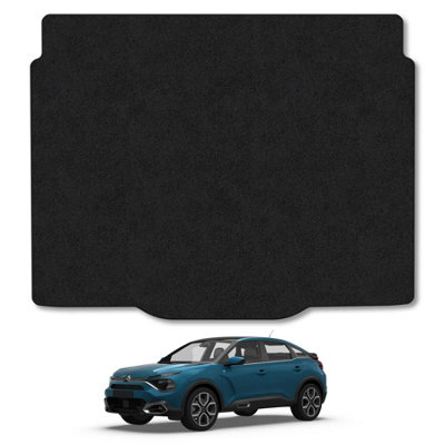 B&Q -  Citroen C4 (2020+) (Lower Boot) Premium Boot Liner Tailored Accessory Protector Pet Friendly Tufted Carpet Black Trim