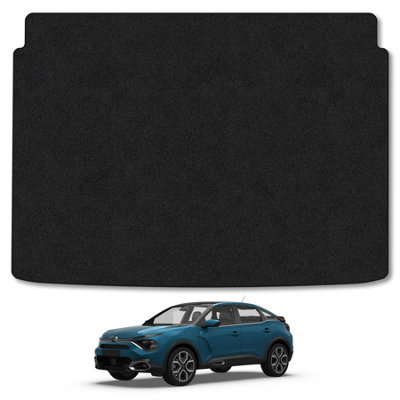 B&Q -  Citroen C4 (2020+) (Upper Boot) Premium Boot Liner Tailored Accessory Protector Pet Friendly Tufted Carpet Black Trim