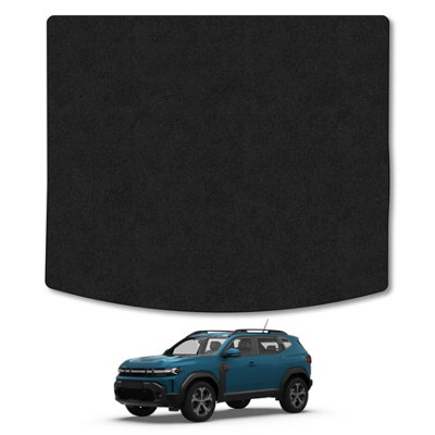 B&Q -  Dacia Duster (2024+) (Upper Boot) Premium Boot Liner Tailored Accessory Protector Pet Friendly Tufted Carpet Black Trim