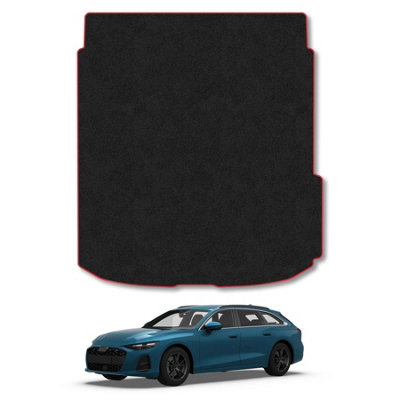 Car Mat Co Audi A6 Estate (2025+) Premium Boot Liner Tailored Accessory Protector Pet Friendly Tufted Carpet Red Trim from B&Q