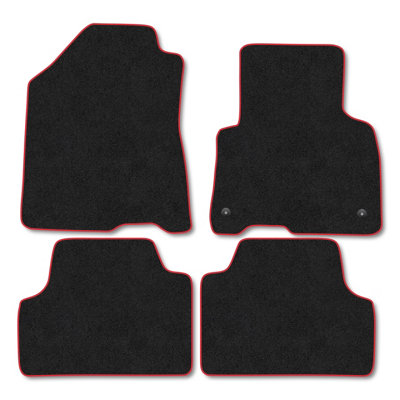 Car Mat Co Kia Soul (2019+) (Ev) Premium Car Mats Tufted-Pile Carpet Red Trim Tailored Fit Car Accessories Durable Set from B&Q