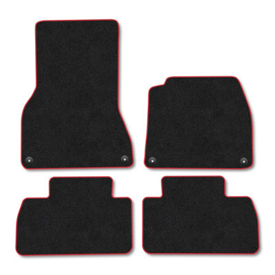 B&Q -  Porsche Macan (2024+) (Ev) Only Suitable For Ev Models Premium Car Mats Tufted-Pile Carpet Red Trim Tailored Fit Car Accessories