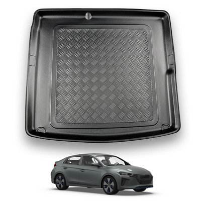 B&Q -  Hyundai Ioniq (2016-2022) (Fits Non-Adjustable Boot Floor In Lower Position) Boot Liner Tailored Boot Protector Waterproof