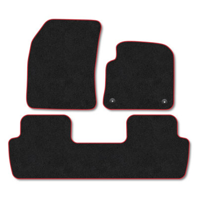 B&Q -  Peugeot 5008 (2017-2024) Premium Car Mats Tufted-Pile Carpet Red Trim Tailored Fit Car Accessories Durable Set