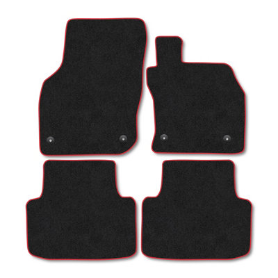 Car Mat Co Skoda Octavia (2020+) (Mhev) Premium Car Mats Tufted-Pile Carpet Red Trim Tailored Fit Car Accessories Durable Set from B&Q