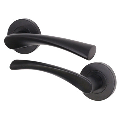 Afit Black Door Handles Round Rose1 Pair Of Matt Black Internal Lever HandlesNovi Range from B&Q