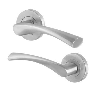 Afit Satin Door Handles Round Rose1 Pair Of Satin Nickel Internal Lever HandlesNovi Range from B&Q