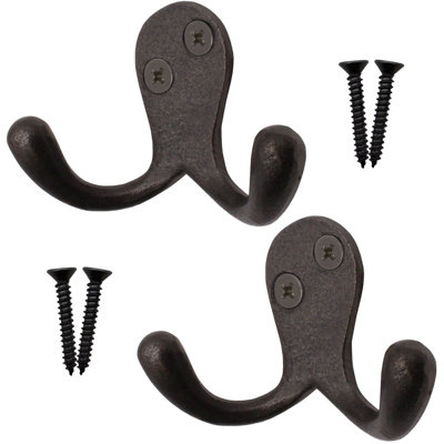 Afit Iron Double Robe Hook Twin Coat Hook Victorian Cast IronPack Of 2 from B&Q