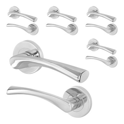 Afit Chrome Door Handles Round Rose5 Pairs Of Polished Chrome Internal Lever HandlesNovi Range from B&Q