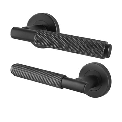 Afit Black Knurled Door Handles Internal Dixon Range from B&Q