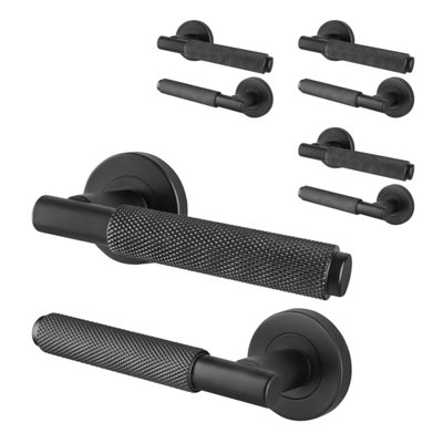 Afit Black Knurled Door Handles Internal  Pack 4  Dixon Range from B&Q