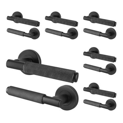 Afit Black Knurled Door Handles Internal  Pack 6  Dixon Range from B&Q