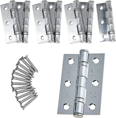 EAI Afit3" Internal Door Hinges & Screws G7 Fd30 76X50X2mm SquarePolished ChromePack 4 Pairs from B&Q