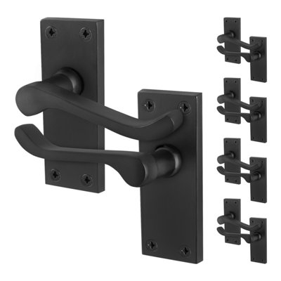 Afit Black Scroll Door Handles Latch5 Pairs Of Internal Victorian Scroll Backplate Handles Matt Black from B&Q