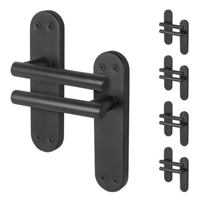 Afit Black Door Handles  T-Bar 5 Pair Olvera Backplate Range from B&Q