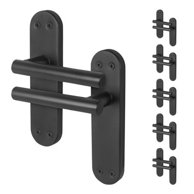 Afit Black Door Handles  T-Bar 6 Pair Olvera Backplate Range from B&Q