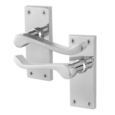 Afit Chrome Scroll Door Handles Latch1 Pair Of Internal Victorian Scroll Backplate Handles Polished Chrome from B&Q
