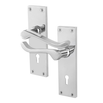Afit Chrome Scroll Door Handles Lock1 Pair Of Internal Victorian Scroll Backplate Handles Polished Chrome from B&Q