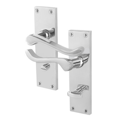 Afit Chrome Scroll Door Handles Bathroom1 Pair Of Internal Victorian Scroll Backplate Handles Polished Chrome from B&Q