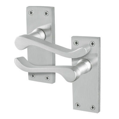 Afit Satin Scroll Door Handles Latch1 Pair Of Internal Victorian Scroll Backplate Handles Satin Chrome from B&Q