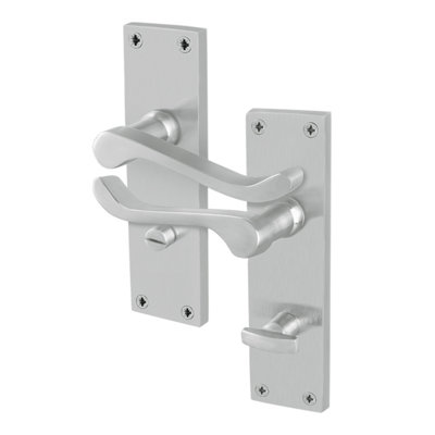 Afit Satin Scroll Door Handles Bathroom1 Pair Of Internal Victorian Scroll Backplate Handles Satin Chrome from B&Q