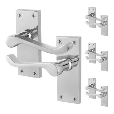 Afit Chrome Scroll Door Handles Latch4 Pairs Of Internal Victorian Scroll Backplate Handles Polished Chrome from B&Q